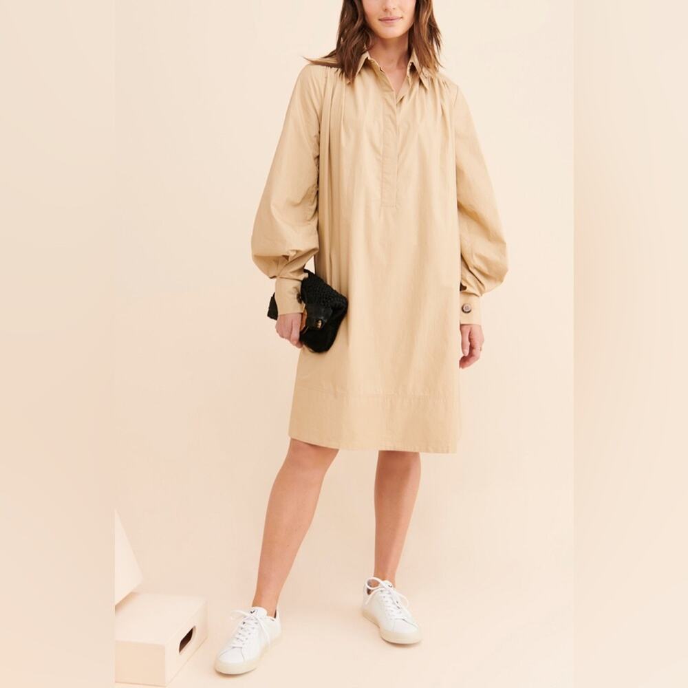 Mare Mare Anthropologie Women’s Lori Rainy Day Collared Tan Shirt Dress Size S